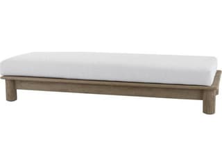Arteriors Outdoor Caldwell Porpoise Weathered Teak Cushion Ottoman