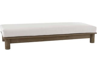 Caldwell 78-Inch Teak Cushion Ottoman with Shale Outdoor Texture