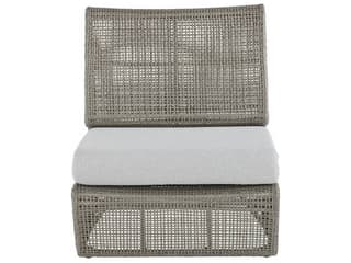 Arteriors Outdoor Dupont Porpoise Weathered Gray Wicker Cushion Lounge Chair