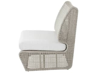 Arteriors Outdoor Dupont Porpoise Weathered Gray Wicker Cushion Lounge Chair