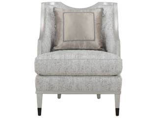 Harper Bezel Transitional Accent Chair in Silver Fabric