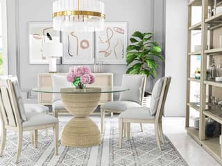 A.R.T. Furniture Cotiere Round Glass Linen Dining Table
