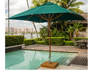 Bambrella Levante Wood 11 Foot Square Pulley Lift Outdoor Umbrella