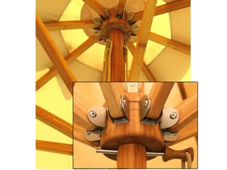 Bambrella Levante Wood 11 Foot Square Pulley Lift Outdoor Umbrella