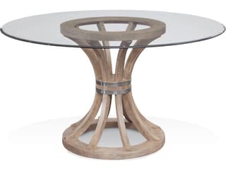 Bassett Mirror Sheffield Round Glass Weathered Natural Dining Table