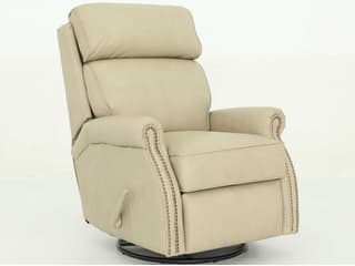 Crews Top Grain Leather Swivel Glider Recliner in Cashmere Stone