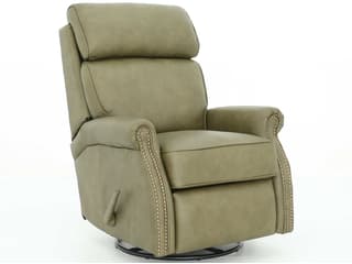 Crews Top Grain Leather Swivel Glider Recliner in Oasis Olive Green
