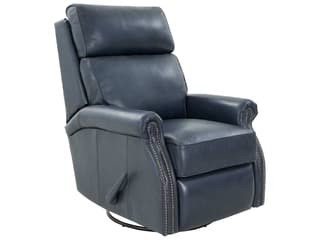 Crews Swivel Glider Recliner Barone Navy Blue Leather