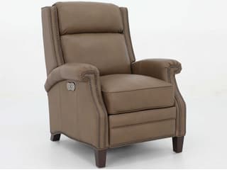 Barcalounger Vintage Barrett Cashmere Taupe Brown Leather Recliner