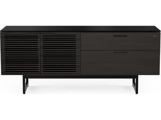 Corridor Office Storage Credenza with Locking File Drawer in Charcoal Stained Ash