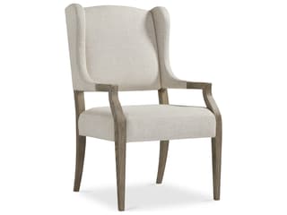 Santa Barbara Oak Wood White Upholstered Arm Dining Chair
