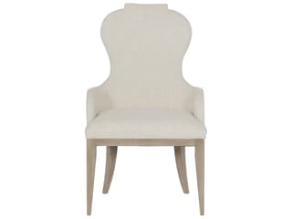 Bernhardt Santa Barbara Oak Wood Beige Upholstered Arm Dining Chair