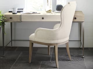 Bernhardt Santa Barbara Oak Wood Beige Upholstered Arm Dining Chair