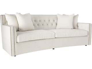 Candace 3-Seat Fabric Sofa in Neutral with Nailhead Trim