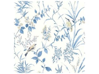 Chesapeake Imperial Garden Blue Botanical Wallpaper