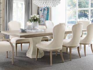 Bernhardt Santa Barbara Rectangular Wood Sandstone Textured Cameo Dining Table