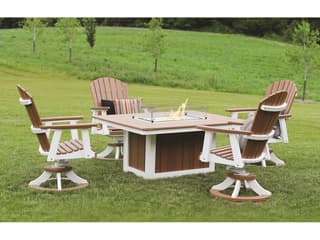 Berlin Gardens Comfo-back Recycled Plastic Fire Pit Patio Dining Set