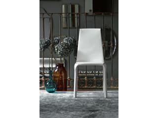 Bontempi Casa Alice Leather White Upholstered Side Dining Chair