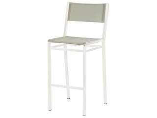 Equinox Bar Stool - Arctic White Powder-Coated Stainless Steel - Seagull Sunbrella Sling