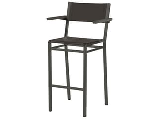 Equinox Bar Stool - Graphite Powder-Coated Stainless Steel Frame - Carbon Sunbrella Sling