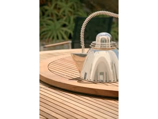 Barlow Tyrie Equinox Dining Table Stainless Steel Natural Teak 71"W x 71"D x 28"H