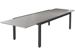 Equinox Extending Dining Table Graphite Powder-Coated Stainless Steel Dusk Ceramic