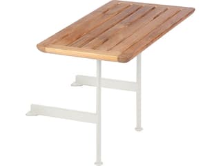 Layout Side Table Arctic White Powder-Coated Stainless Steel Natural Teak
