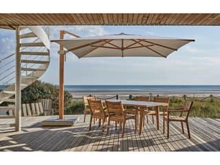 Barlow Tyrie Monterey Dining Table Natural Teak Oxide Ceramic No Umbrella Hole 79"W x 39"D x 29"H