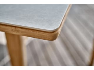 Barlow Tyrie Monterey Dining Table Natural Teak Frost Ceramic No Umbrella Hole 79"W x 39"D x 29"H
