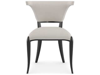 Caracole Classic Be My Guest Fabric Birch Wood Black Upholstered Side Dining Chair