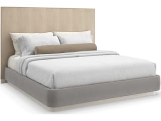 Classic Dream Chaser Dry Martini Cloud Brushed Gold Natural Poplar Wood Upholstered King Platform Bed