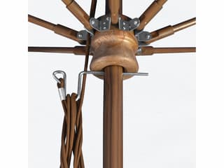 California Outdoor Patio Umbrella Quick Ship Madera Series Faux Wood Aluminum Market 11 Foot Octagon Pulley Lift Outdoor Patio Umbrella