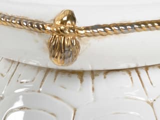 Chelsea House Antique White Metallic Gold Glaze Accent Stool