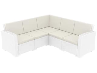Monaco Wickerlook 5 Piece Corner Sectional with Acrylic Cushions in White