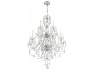 Crystorama Traditional Crystal 15-Light Polished Chrome Glass Candelabra Chandelier