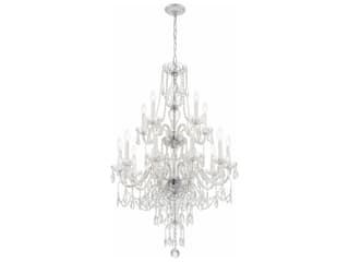 Crystorama Traditional Crystal 15-Light Polished Chrome Glass Candelabra Chandelier