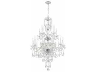 Crystorama Traditional Crystal 15-Light Polished Chrome Glass Candelabra Chandelier