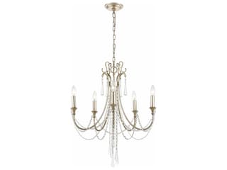 5-Light Arcadia Chandelier with Hand Cut Crystal in Antique Silver
