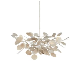 Currey & Company Lunaria 4-Light Contemporary Silver Leaf Chandelier