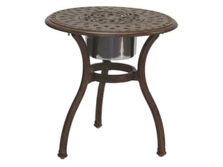 Series Cast Aluminum Round End Table with Ice Bucket in Antique Bronze