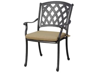 Darlee Ocean View Antique Bronze Cast Aluminum Outdoor Patio Dining Chairs with Sesame Cushions Set of 4