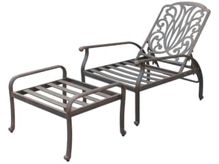 Darlee Outdoor Living Elisabeth Cast Aluminum Antique Bronze Adjustable Club Chair and Ottoman