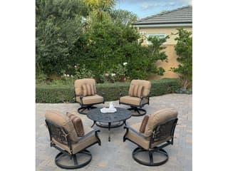 Darlee Outdoor Living Elisabeth Cast Aluminum 5-Piece Conversation Set with 42" Round Chat Table