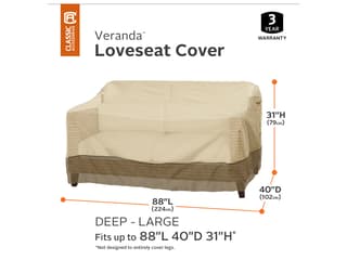 Duck Covers Veranda Pebble 90 Inch Large Deep Loveseat/Sofa Cover