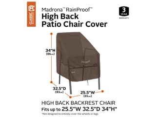 Duck Covers Madrona Dark Cocoa 35 Inch High Back Patio Chair Cover