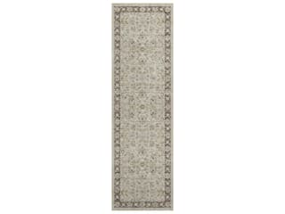 Hatay Bordered Runner Area Rug in Beige