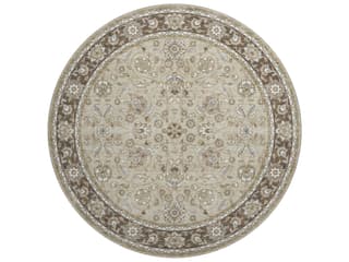 Hatay Bordered Area Rug 8-Foot Round in Beige Washable Polyester