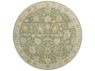 Hatay HY2 Bordered Area Rug 8-Foot Round in Aloe Polyester