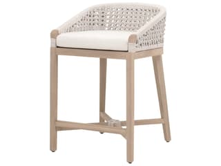 Montecito Counter Stool with White Speckle Cushion in Washed Ever Teak