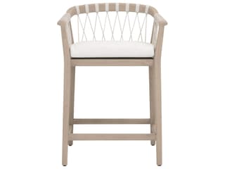 Essentials for Living Outdoor Woven - Outdoor Pacific Wood Cushion Counter Stool